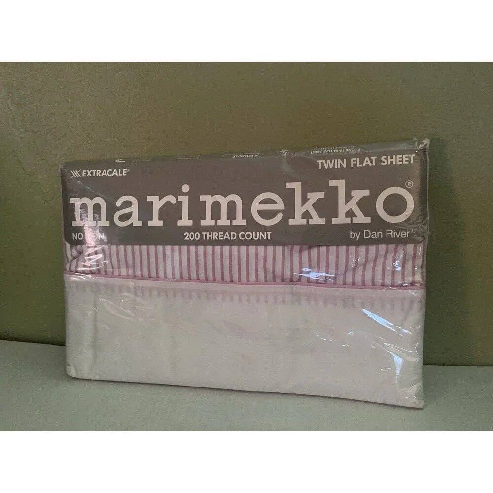 Vtg New in Package Marimekko Dan River Mauve Pink Striped Twin Flat Sheet Only